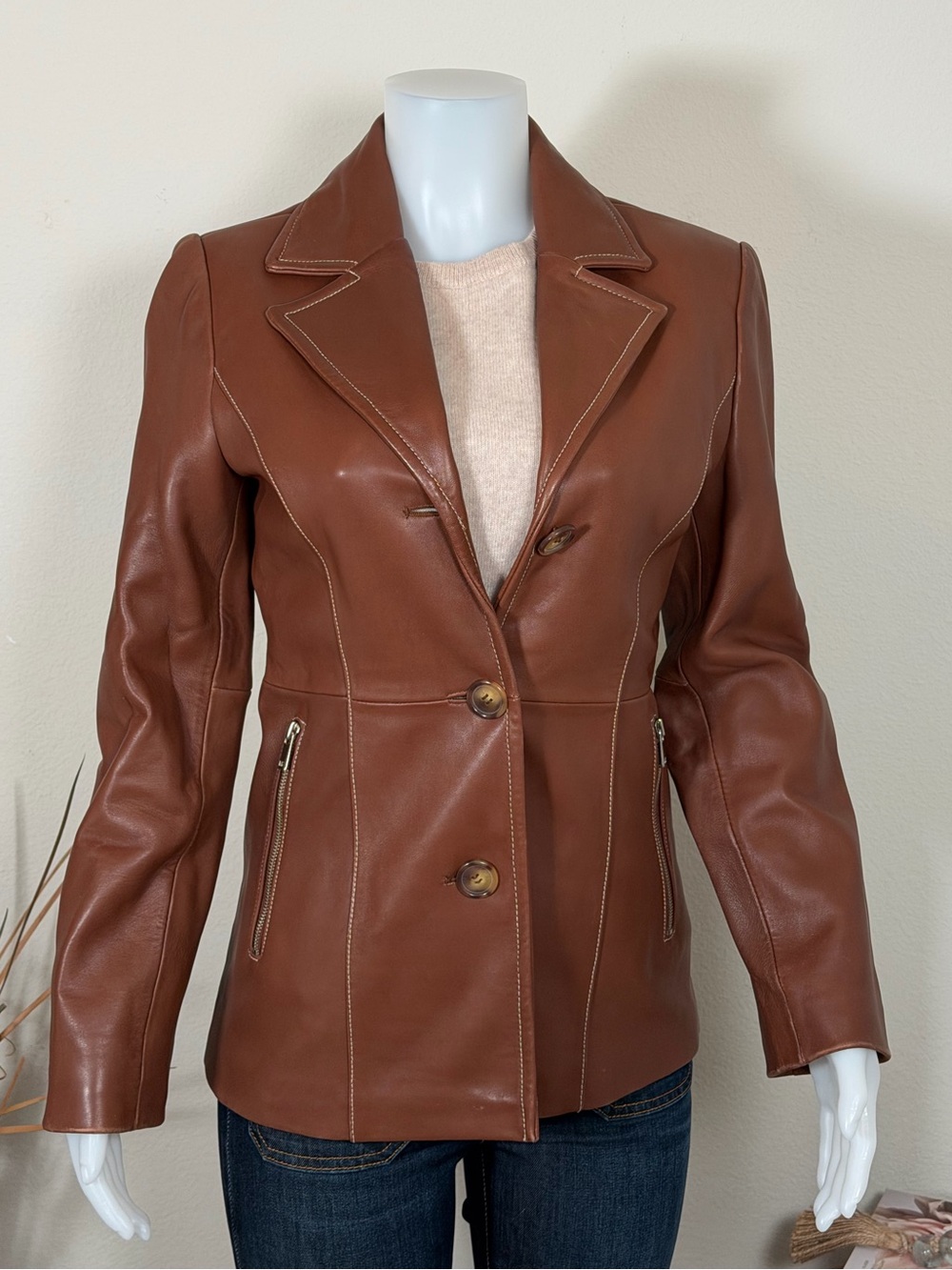 Genuine Supple Leather Jacket by Michael Kors | S